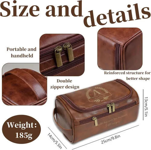 Vista 2 de Regalos personalizados para hombre Neceser Marrón café