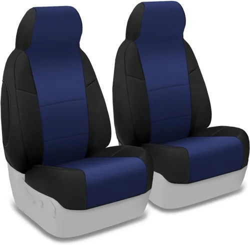 Vista 16 de Coverking Funda de asiento de cubo manual 50/50 de ajuste personalizado para modelos seleccionados de Nissan Frontier - Neosupreme Solid (negro)