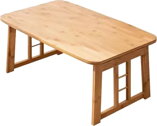 Vista 8 de Bambú, plegable, mesa auxiliar, mesa de sofá, mesa baja, utilizada para oficina, estudio, comedor, adecuada para espacios pequeños