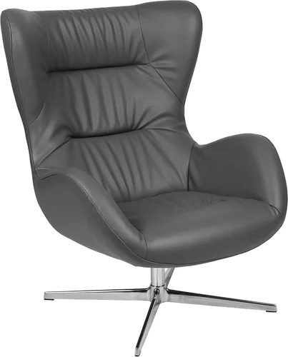 Vista 27 de Flash Furniture Egg Series Grey LeatherSoft Silla de recepción lateral Gris Leathersoft