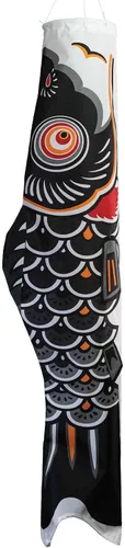 Vista 20 de En la brisa peces koi Windsock, 24 pulgadas, Negro
