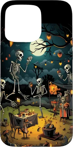 Vista 28 de Funda para disfraz de Halloween para iPhone 16 de noche de terror de esqueleto