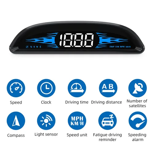 Vista 2 de Pantalla de visualización frontal de coche Digital GPS Navegación Velocímetro GPS Sistema Dual Pantalla de visualización
