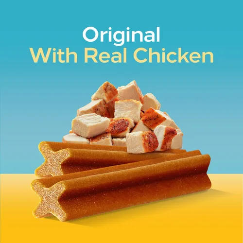 Vista 4 de Bocados Pedigree Dentastix para perros pequeños/medianos. Original chicken flavor, Triple action dental care, reduces tartar, cleans teeth