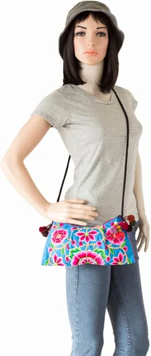 Vista 2 de changnoi Cocoon azul bordado Hill Tribe hecho a mano bolso crossbody bolsa