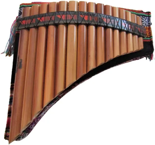 Vista 5 de Pan Flute 15 tubos sintonizables de bambú natural de Perú estuche incluido (marrón)