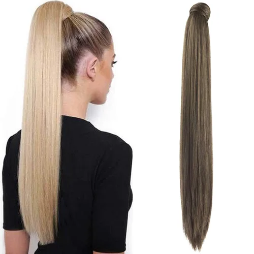 Vista 25 de SEIKEA Extensión de cola de caballo con clip alrededor del cabello lacio para mujer (12 pulgadas, negro)
