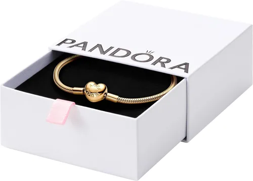 Vista 11 de PANDORA, Moments - Pulsera de cadena tipo serpiente con cierre de corazón, pulsera con dije compatible con dijes de Moments, viene con caja de regalo
