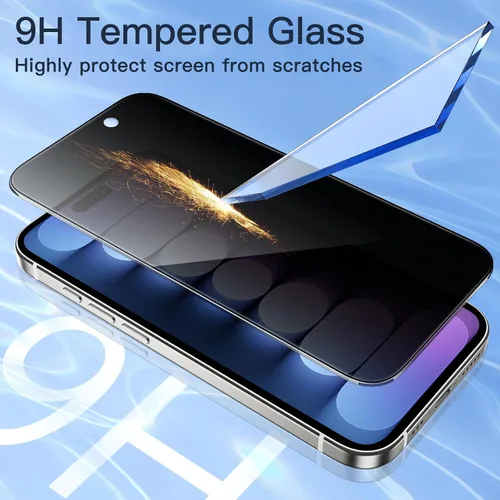 Vista 6 de JETech Protector de pantalla de privacidad para iPhone 15 Pro de 6,1 pulgadas, película de vidrio templado antiespía con herramienta de fácil