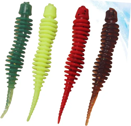 Vista 2 de Sosoport Top Water Fishing - 4 cebo de señuelo en espiral realista suave para agua dulce, forma en espiral, ideal para lubina de carpa