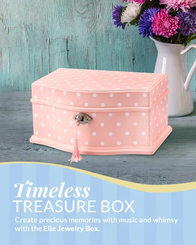 Vista 2 de Elle Joyero Organizador de joyas de bailarina y caja de música de cuerda Swan Lake para niñas y adolescentes, accesorios y almacenamiento de madera