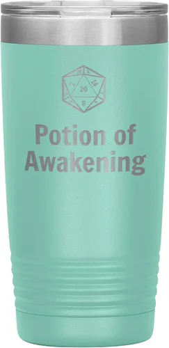 Vista 11 de Vaso D20 Potion of Awakening de 20 onzas, regalo novedoso para D&D Cup Dnd Dungeons and Dragons, vasos aislados Negro