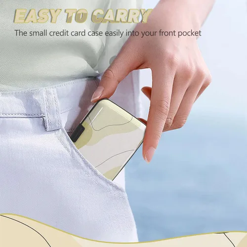 Vista 6 de ToLuLu Portador de Tarjetas de Crédito, Mini Billetera Pequeña de Aluminio RFID para Tarjetas, Estuche Delgado de Metal para Tarjetas