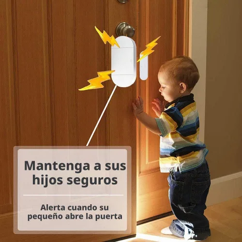 Vista 3 de Alarma con sensor de ventana de puerta cuando se abre la puerta, alarma de puerta para seguridad de niños en el hogar con control remoto, alarma