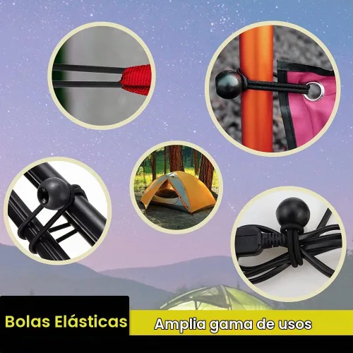 Vista 7 de NODG 24 piezas de bolas elásticas negras de 4, 6, 9 pulgadas, cuerdas elásticas de lona de alta resistencia, cuerda elástica de 0.157 in de grosor