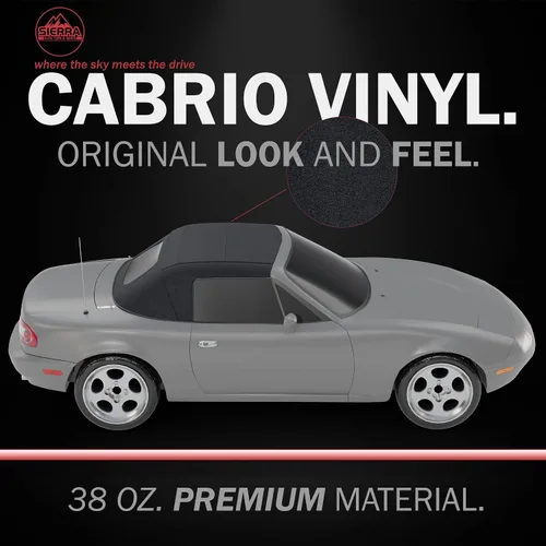 Vista 5 de Capota de vinilo de repuesto para automóvil descapotable Mazda Miata Cabriolet (para modelos 1990-96), con ventana de plástico transparente, Negro