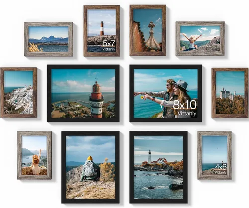 Vista 43 de Vittanly Paquete de 7 Marcos de Fotos, Marcos de Fotos Collage Decoración de Pared para Pared o Mesa, Múltiples Tamaños con 1 Pieza de 11x14