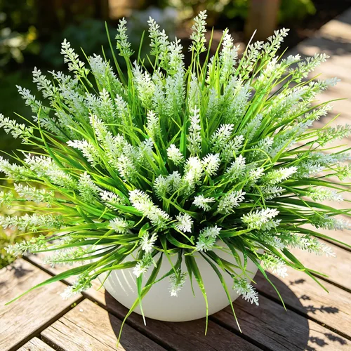 Vista 17 de AmyHomie 20 paquetes de flores artificiales para exteriores, resistentes a los rayos ultravioleta, no se decoloran, plantas de plástico, decoración