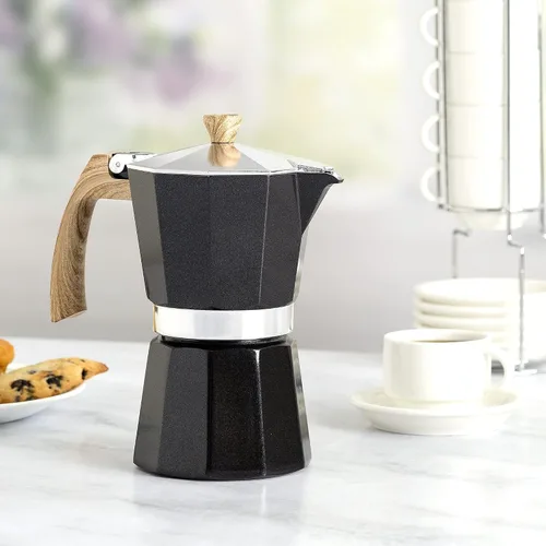 Vista 7 de Primula Cafetera espresso de aluminio para estufa, cafetera percoladora para moka, café cubano, capuchino, café con leche y más, perfecta para Negro