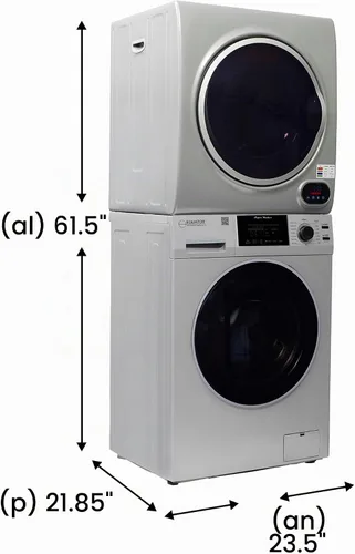 Vista 4 de Equator LAUNDRY CENTER Silver WASHER 15Lbs+Vented DRYER+ Steam Dryer CLOSET 110V
