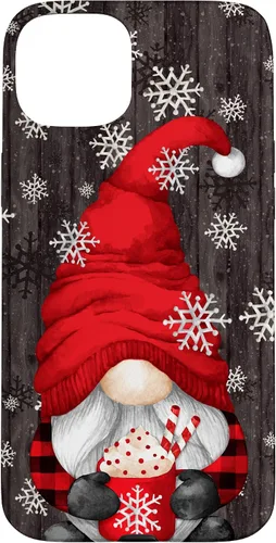 Vista 9 de iPhone 14 Pro Gnomo de Navidad rojo para mujeres con taza de cacao caliente lindo estuche de Navidad