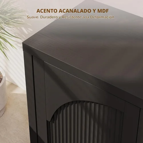 Vista 6 de Bestier Aparador moderno de 37" con almacenamiento, roble negro