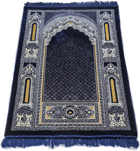 Vista 6 de Modefa Alfombra de oración islámica – Alfombra de terciopelo grande y ancha de doble felpa – Janamaz musulmán tradicional – Alfombra de oración