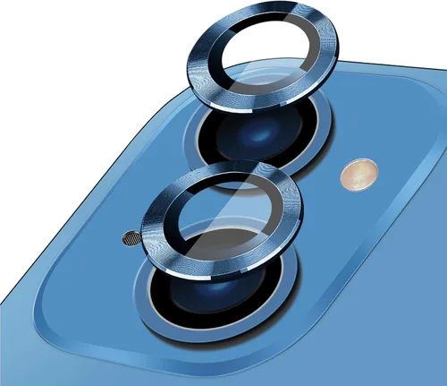 Vista 23 de LucBuy Protector de lente de cámara para iPhone 12 Pro Max, vidrio templado HD de alta calidad, aleación de aluminio, anillo individual, película