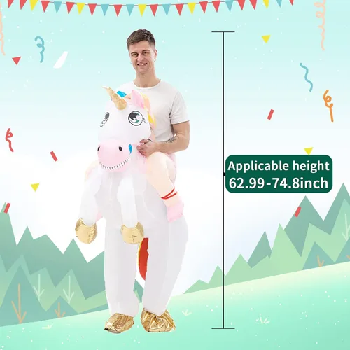 Vista 3 de ISTOOLL Disfraz inflable de unicornio de Pascua, divertido disfraz de Navidad, fiesta de cosplay, festival, mascarada, montar en unicornio, traje