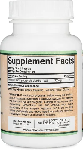 Vista 3 de Uridina monofosfato - Testado por terceros (potenciador de colina, nootrópico para principiantes) (300 mg, 60 cápsulas) Sinergia con Alfa GPC colina