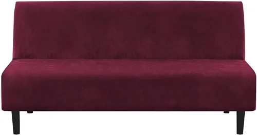 Vista 14 de IMYOGI Fundas de terciopelo para sofá sin brazos, fundas elásticas para sofá cama, fundas súper suaves, protector de muebles antideslizante con Negro