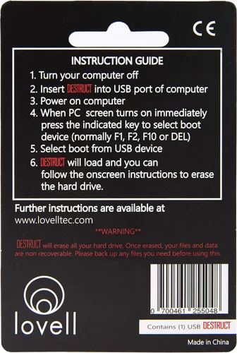 Vista 3 de DESTRUCT USB Gadget - Borrador de Disco Duro de Grado Militar - Borra Permanentemente Todos los Datos en PC y Portátiles Antes de Vender