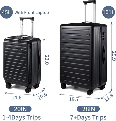 Vista 2 de TydeCkare Juego de equipaje ABS+PC ruedas giratorias ligeras de 2028 pulgadas., Negro -, Moda