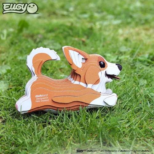 Vista 7 de EUGY Rompecabezas de papel 3D ecológico de Corgi galés 080