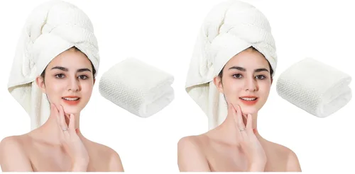 Vista 20 de Toalla de microfibra para el cabello de secado rápido, toallas de secado de pelo, adecuadas para todo tipo de cabello, ultra absorbente, cabello Azul