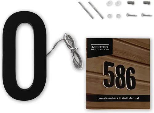 Vista 2 de Números de Casa LED de 5 Pulgadas, Polímero ABS, Números de Dirección Iluminados con Luz Trasera Cálida de 2700K, Letrero Moderno Iluminado