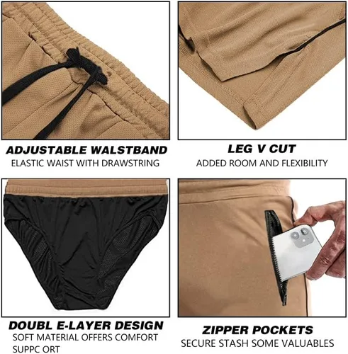 Vista 4 de EVERWORTH Pantalones cortos de entrenamiento con entrepierna de 3 pulgadas para hombre, de secado rápido, pantalones cortos ligeros para hombre