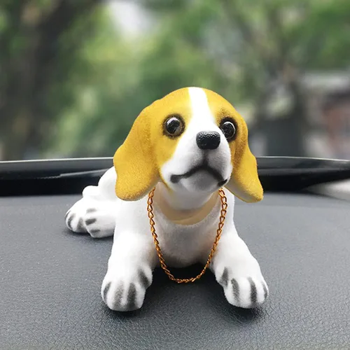 Vista 6 de Adorno de cabeza agitadora de animales de automóvil cabeza de bobbing perro bonita decoración de pasteles de resina de dibujos animados diseño