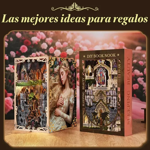 Vista 5 de CCCDF - Kit de rincón de libro, kit de rincón de libros en miniatura de la Bella Durmiente DIY