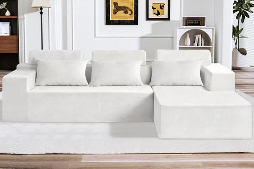 Vista 43 de HABUTWAY Sofá modular modular de 101 pulgadas con asiento profundo, moderno sofá convertible en forma de L, sofá tapizado con diván para sala
