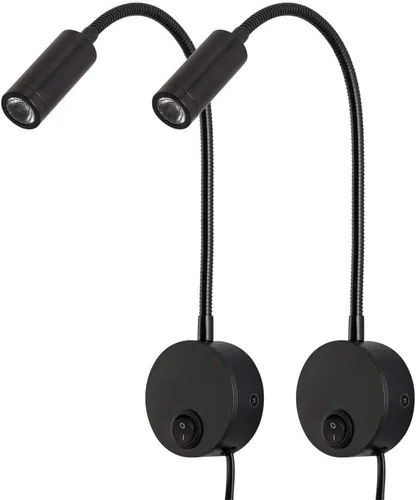 Vista 11 de Lámpara de luz de lectura montada en la pared LED 3W blanco cálido 3000K cable de enchufe negro acabado 1 pieza