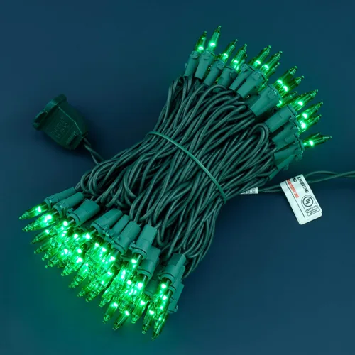 Vista 2 de YULETIME 100 luces de Navidad verdes, 33 pies de cable verde certificado UL como incandescentes, mini cadena de luces LED Incandescent-Like LED