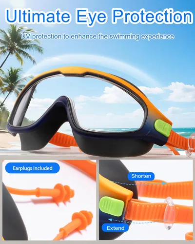 Vista 2 de seasprint Swim Goggles for Kids 6-12, Wide View Anti-Fog UV Protection No Leaking,Boys Girls Youth Swimming Goggles