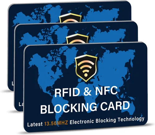 Vista 54 de SaiTech IT Paquete de 5 Tarjetas de Bloqueo RFID, Una Tarjeta Protege Toda la Billetera y Cartera, Protector de Tarjetas de Débito y Crédito