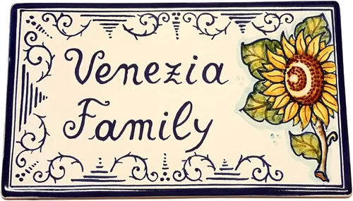 Vista 6 de CERAMICHE D'ARTE PARRINI - Azulejo de cerámica italiana de cerámica personalizada con nombre rectangular placas familiares pintadas a mano hechas
