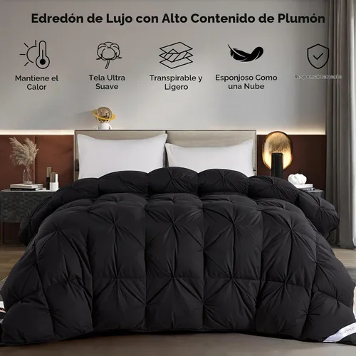 Vista 2 de SNOWMAN - Edredón para todas las estaciones, 75% plumón, California King, con 8 pestañas en las esquinas, calidez media, tela de algodón suave