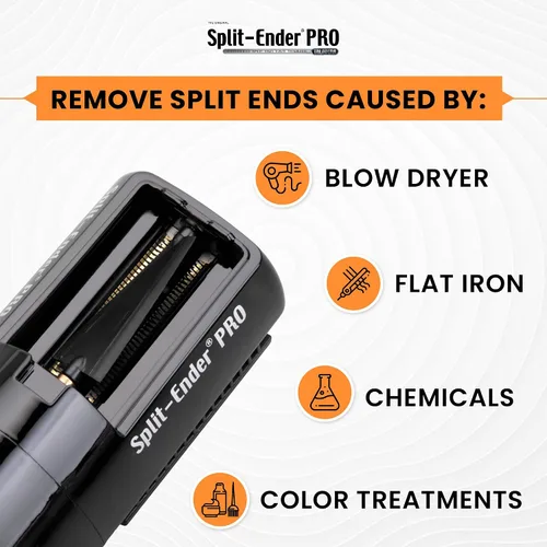 Vista 4 de Split-Ender PRO - Herramienta de Belleza Profesional Original - Recortadora de Puntas Abiertas Inalámbrica para Cabello Dañado, Seco, Quebradizo