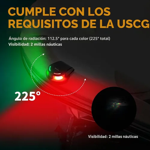 Vista 3 de RVZONE Luces de Navegación para Barcos, Iluminación de Navegación para Barcos LED IP67 Impermeables Rojas y Verdes Luces LED Marinas de Proa, Negro