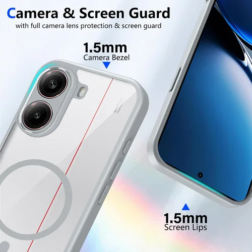 Vista 115 de Funda magnética transparente compatible con Xiaomi 17T, color negro 2 en 1 PC + TPU cubierta de teléfono a prueba de golpes, carcasa protectora