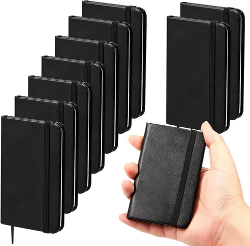 Vista 17 de Qeeenar Paquete de 10 cuadernos de bolsillo de cuero de tapa dura, mini diarios rayados de 4 x 2.5 pulgadas, diseño de hojas doradas, 50 hojas